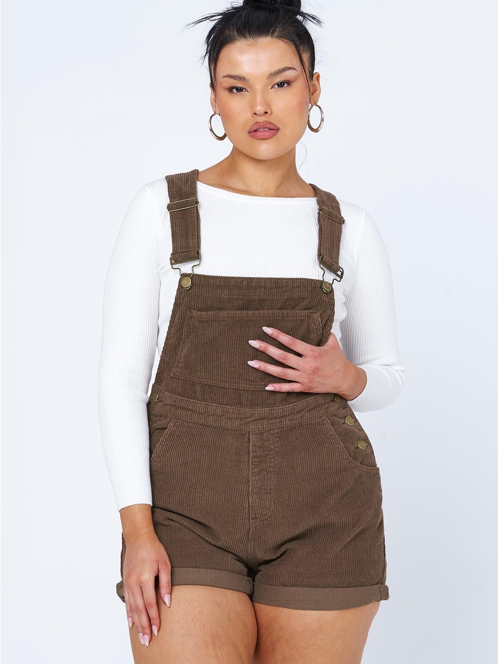 NWT Princess Polly Kacey Short Corduroy Overalls Brown